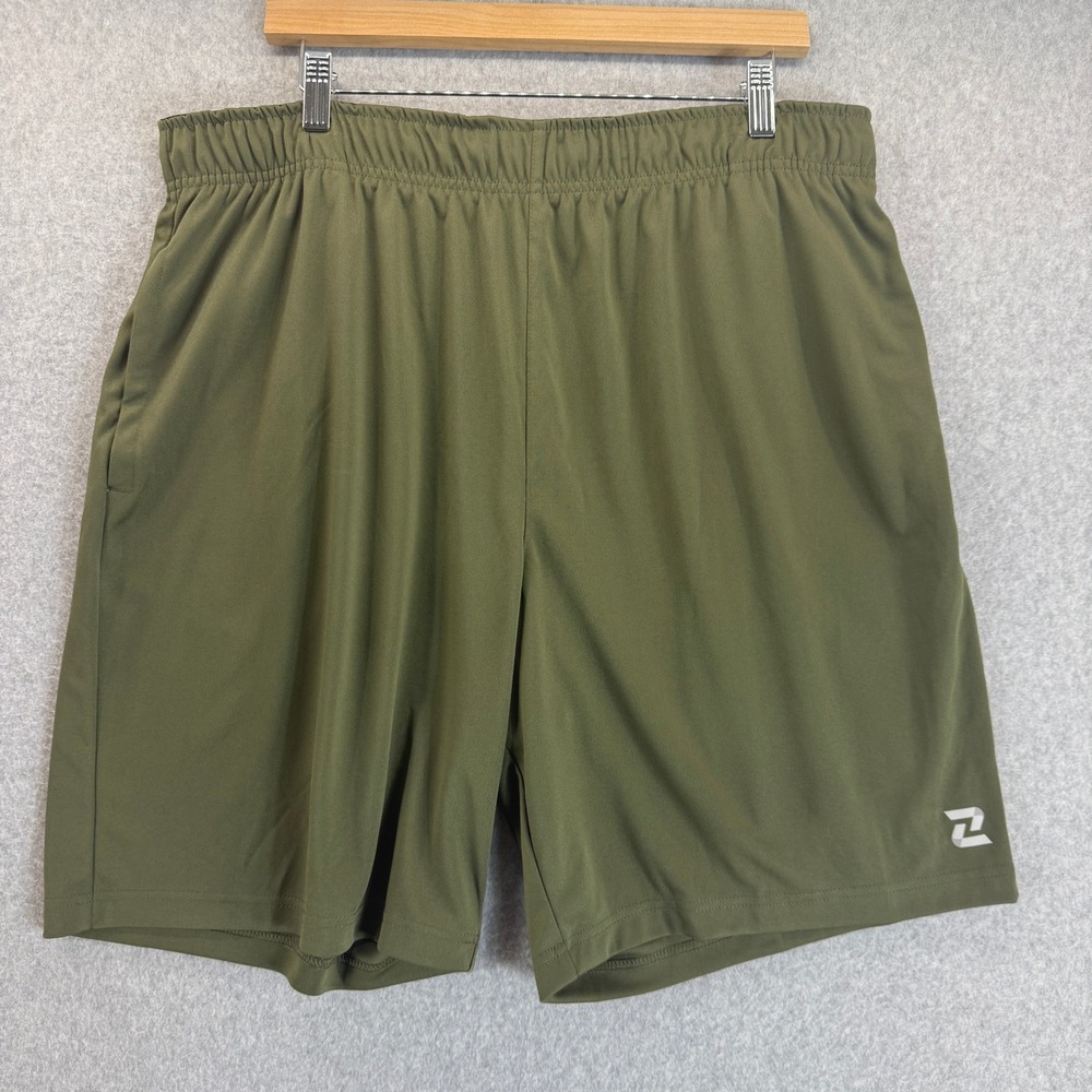 Zelos Athletic Shorts Training Gym Running Pockets Olive Green‎ Mens Size XL
